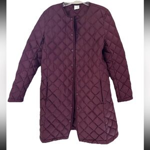 J. Jill Diamond Quilted Down Coat Women’s XS Regular Burgundy Puffer Jacket